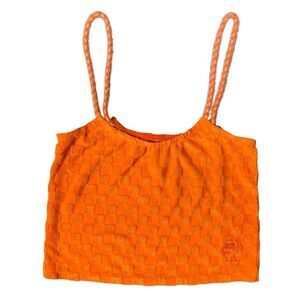 Brain Dead Check Burnout Cami Orange Size Small